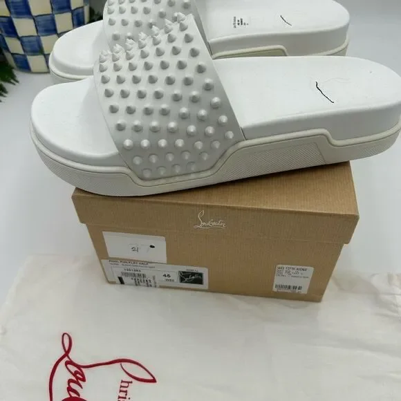 Men's Christian Louboutin studded Pool slides size 45 made in Italy - Picture 2 of 9